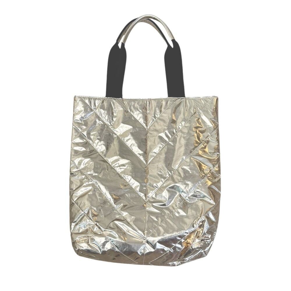 VICTORIA’S SECRET Rose Gold Metallic Quilted Puffer Tote Shoulder Bag Purse - Picture 8 of 12